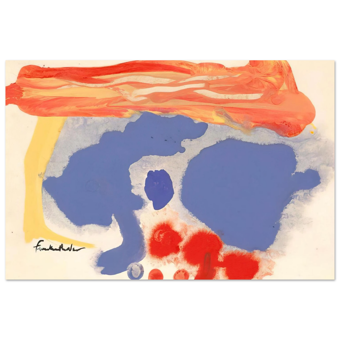 Helen Frankenthaler - Summerscene, Provincetown - 1961 Wall art - A2 (42 x 59.4  cm) - Premium Wooden Framed Poster With Fine Art Paper-canvas - Black frame