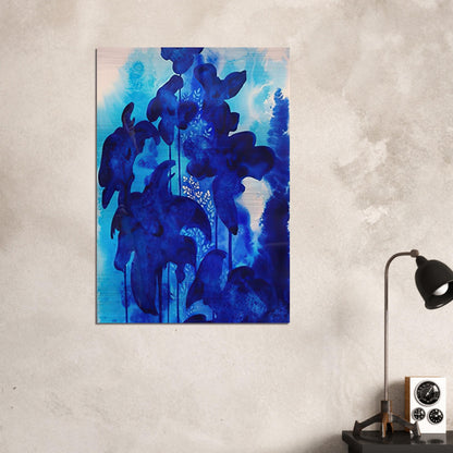 Blue Floral - Eyvind Earle Brushed Aluminum Print - 70x100 cm / 28x40 inches | Eyvind Earle Aluminum Print | Eyvind Earle Prints