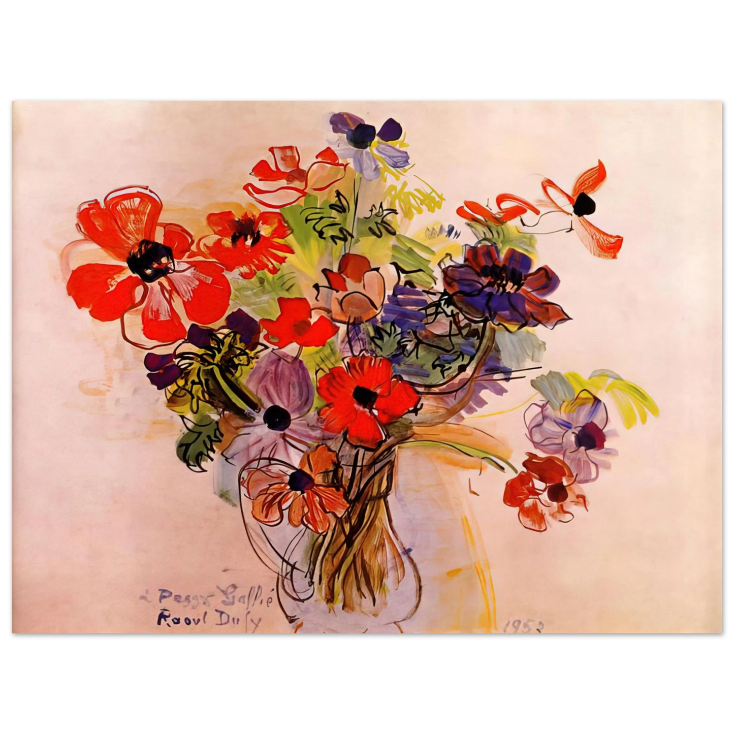 Raoul Dufy - ANEMONES 1953  75x100 cm / 30x40inches Fine Art Poster