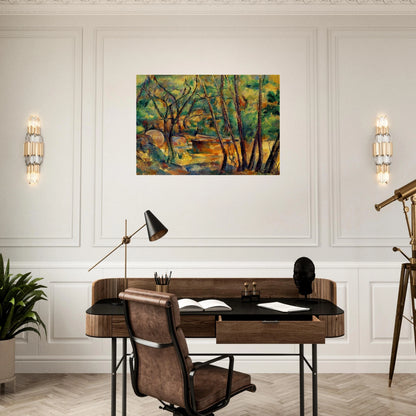 Millstone and Cistern Under Trees - Paul Cézanne Brushed Aluminum Print - 70x100 cm / 28x40 inches | Paul Cézanne Aluminum Print | Paul Cézanne Prints