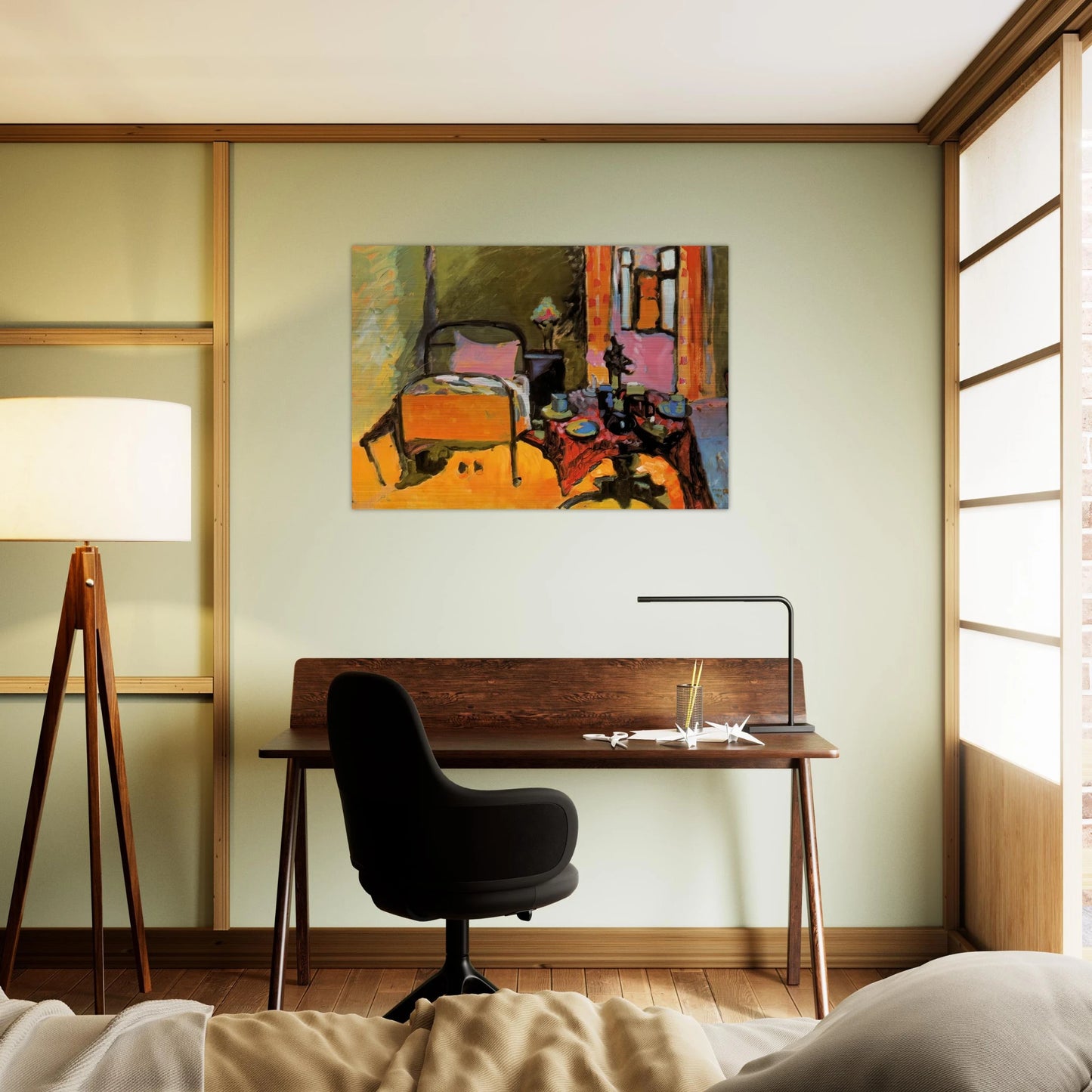 BEDROOM IN AINTMILLERSTRASSE 1909 - Wassily Kandinsky Brushed Aluminum Print - 70x100 cm / 28x40 inches | Wassily Kandinsky Aluminum Print | Wassily Kandinsky Prints