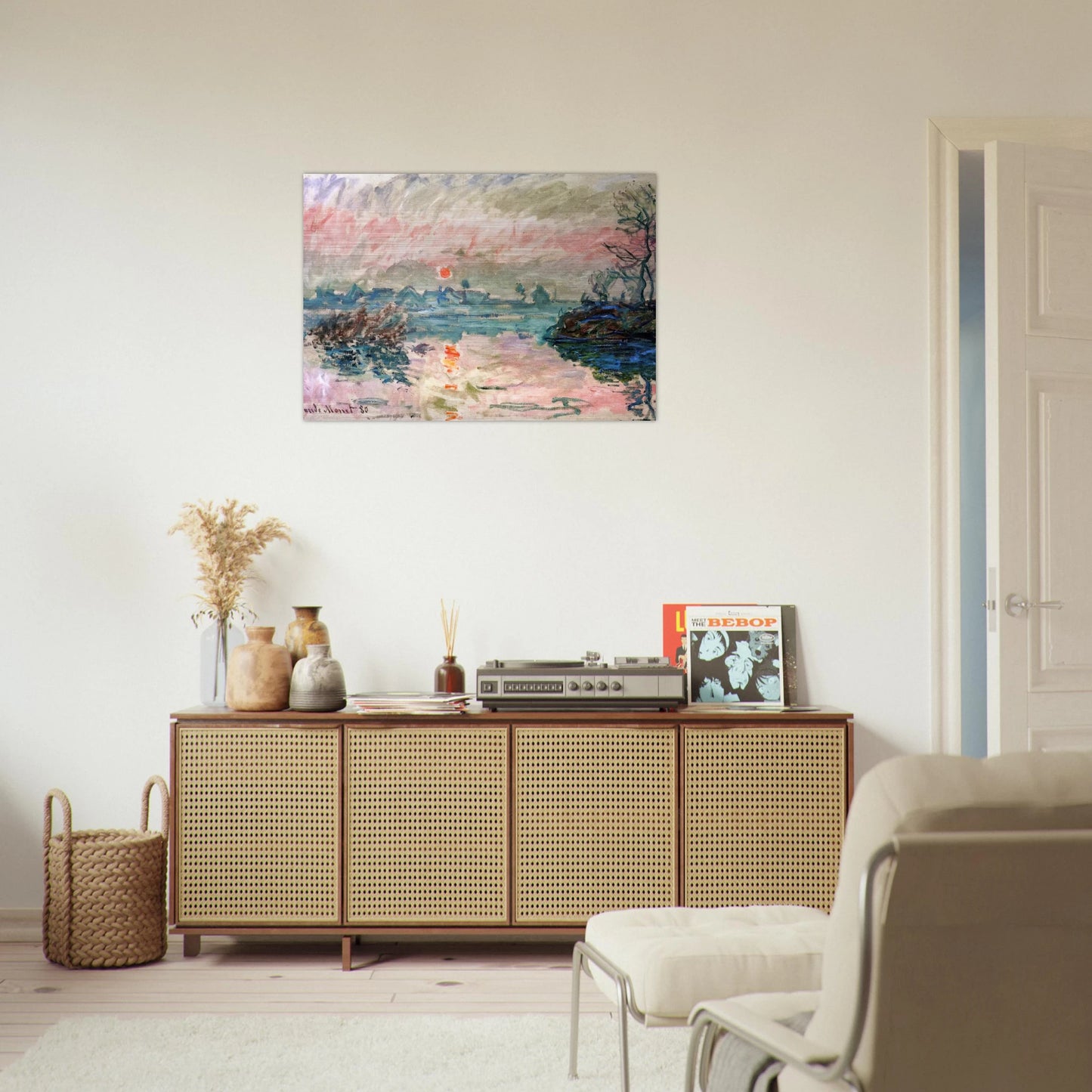 Sunset at Lavacourt - claude monet Brushed Aluminum Print - 70x100 cm / 28x40 inches | claude monet Aluminum Print | claude monet Prints