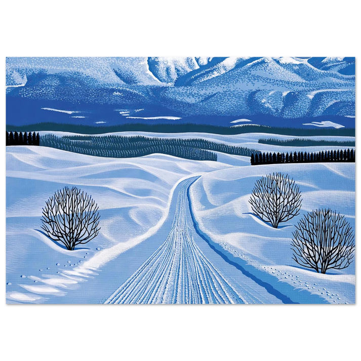 Hiroshi Nagai - Winter Roads Wall Art - 30x40 cm / 12x16 inches - Premium Wooden Framed Poster With Fine Art Paper - Wood frame