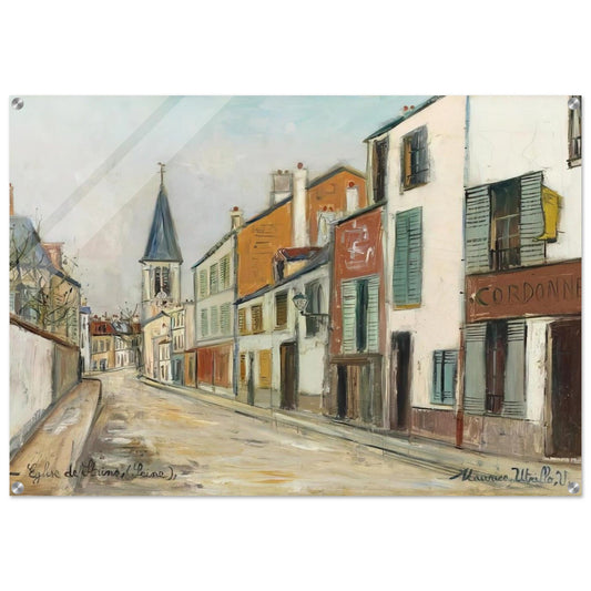 RUE JEAN DURAND ET LEGLISE STAINS SEINE SAINT DENIS 1940 - Maurice Utrillo Acrylic Print - 70x100 cm / 28x40″ inches
