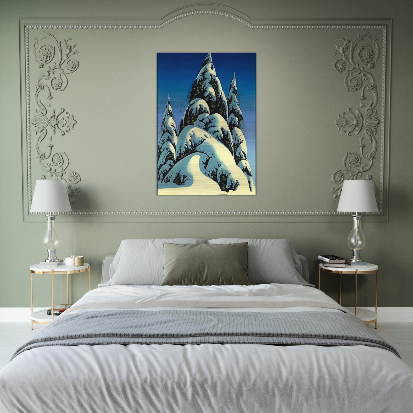 New Fallen Snow - Eyvind Earle Brushed Aluminum Print - 70x100 cm / 28x40 inches | Eyvind Earle Aluminum Print | Eyvind Earle Prints