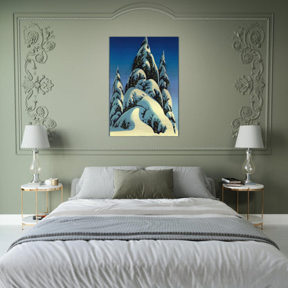 New Fallen Snow - Eyvind Earle Brushed Aluminum Print - 70x100 cm / 28x40 inches | Eyvind Earle Aluminum Print | Eyvind Earle Prints