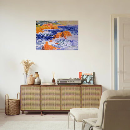 Rocks at Trayas - Henri-Edmond Cross Brushed Aluminum Print - 70x100 cm / 28x40 inches | Henri-Edmond Cross Aluminum Print | Henri-Edmond Cross Prints