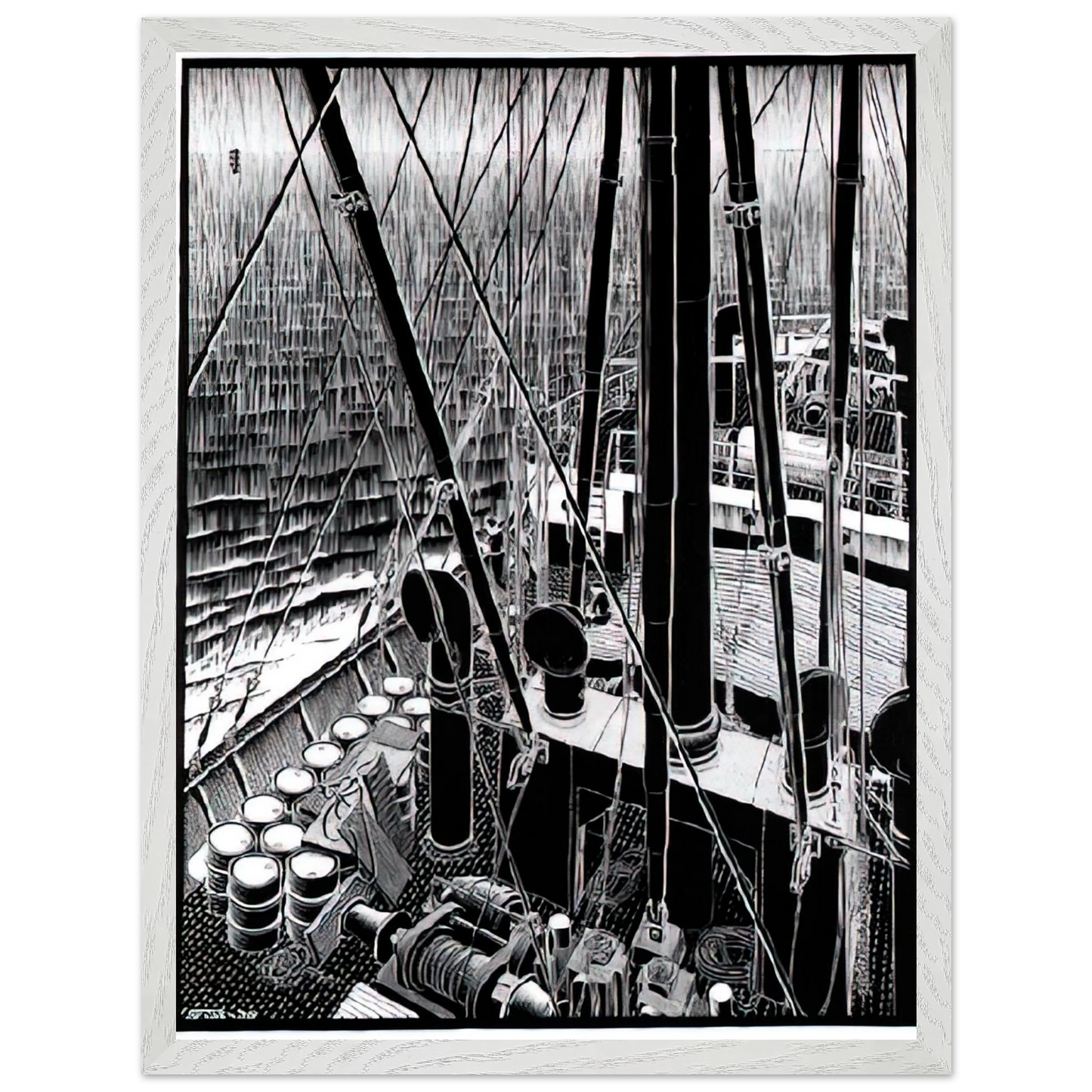 MC Escher - FREIGHTER SEPTEMBER 1936 1936 Wall Art - 30x40 cm / 12x16 inches - Premium Wooden Framed Poster With Fine Art Paper-canvas - White frame