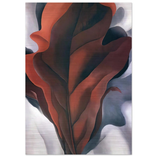Large Dark Red Leaves on White - Georgia O'Keeffe Brushed Aluminum Print - 70x100 cm / 28x40 inches | Georgia O'Keeffe Aluminum Print | Georgia O'Keeffe Prints
