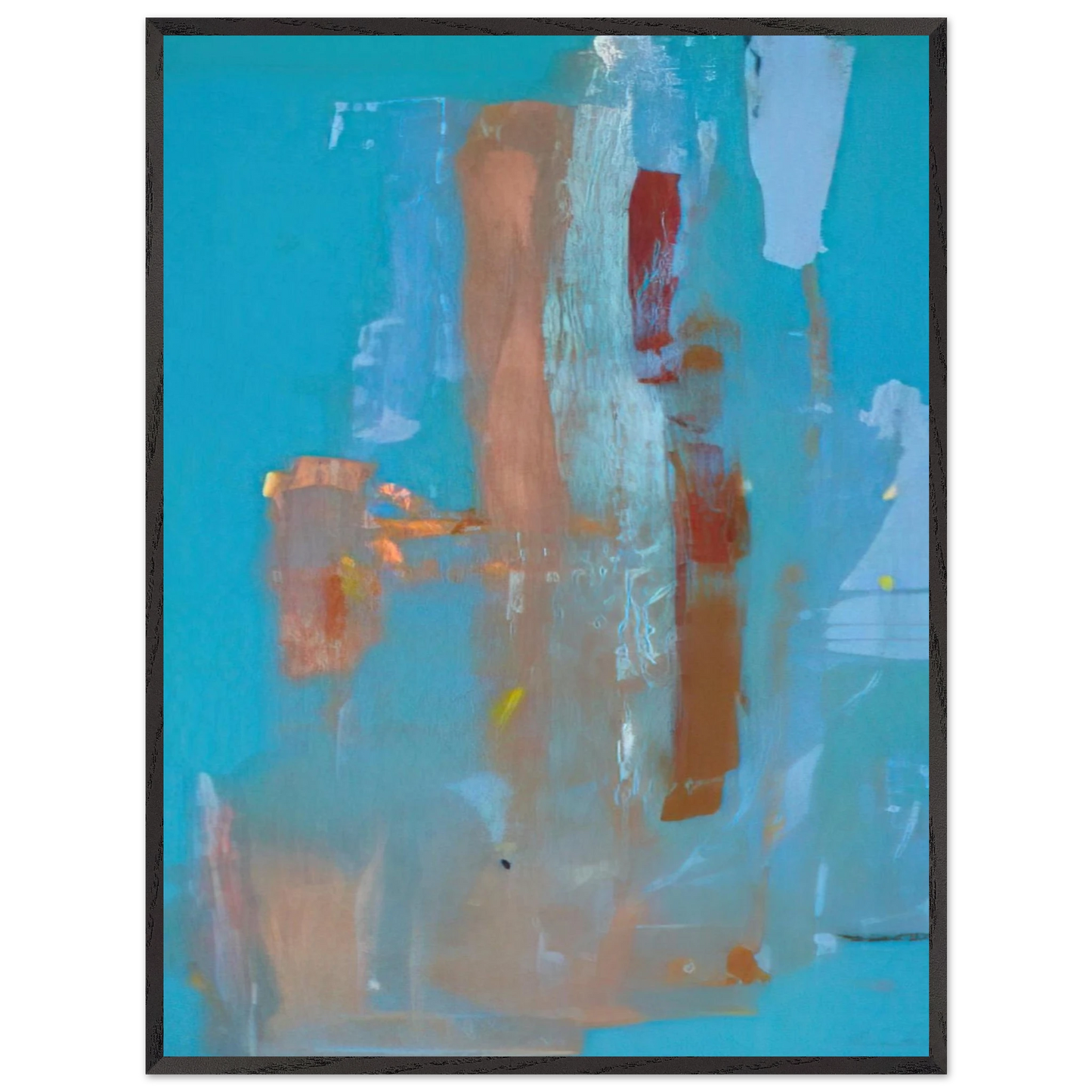 Helen Frankenthaler - In on Blue - 1976 Wall art - 40x40 cm / 16x16 inches - Premium Wooden Framed Poster With Fine Art Paper-canvas - Black frame