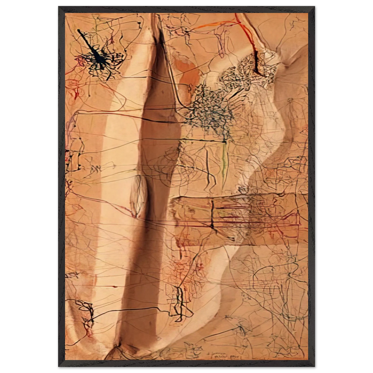 Untitled - 1964 N9 - Mira Schendel 70x100 cm / 28x40 inches Framed Art Print – Black Wooden Frame