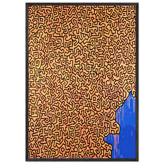 BRAZIL 1989 N2 - Keith Haring 70x100 cm / 28x40 inches Framed Art Print – Black Wooden Frame