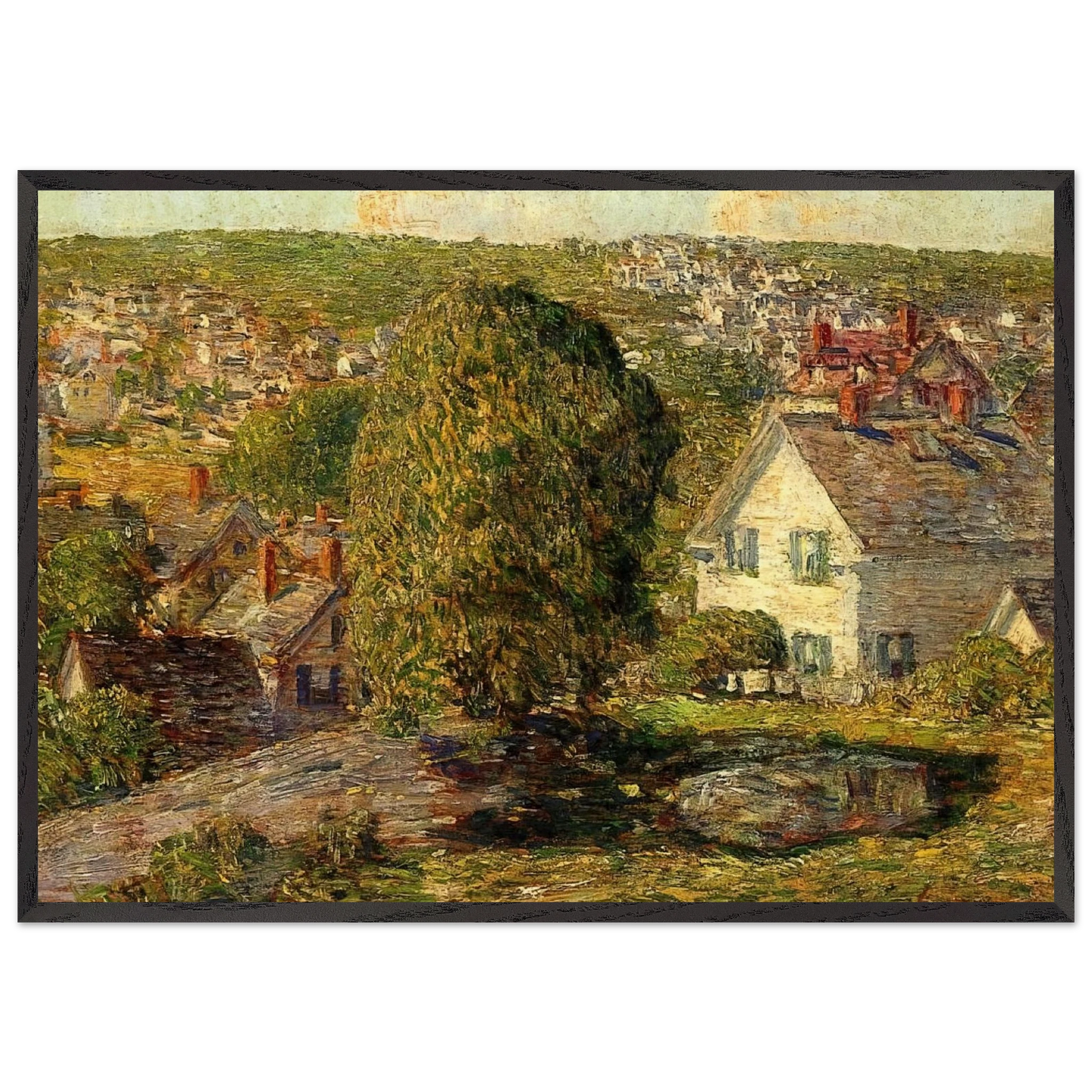 Outskirts of East Gloucester - Childe Hassam 70x100 cm / 28x40 inches Framed Art Print – Black Wooden Frame