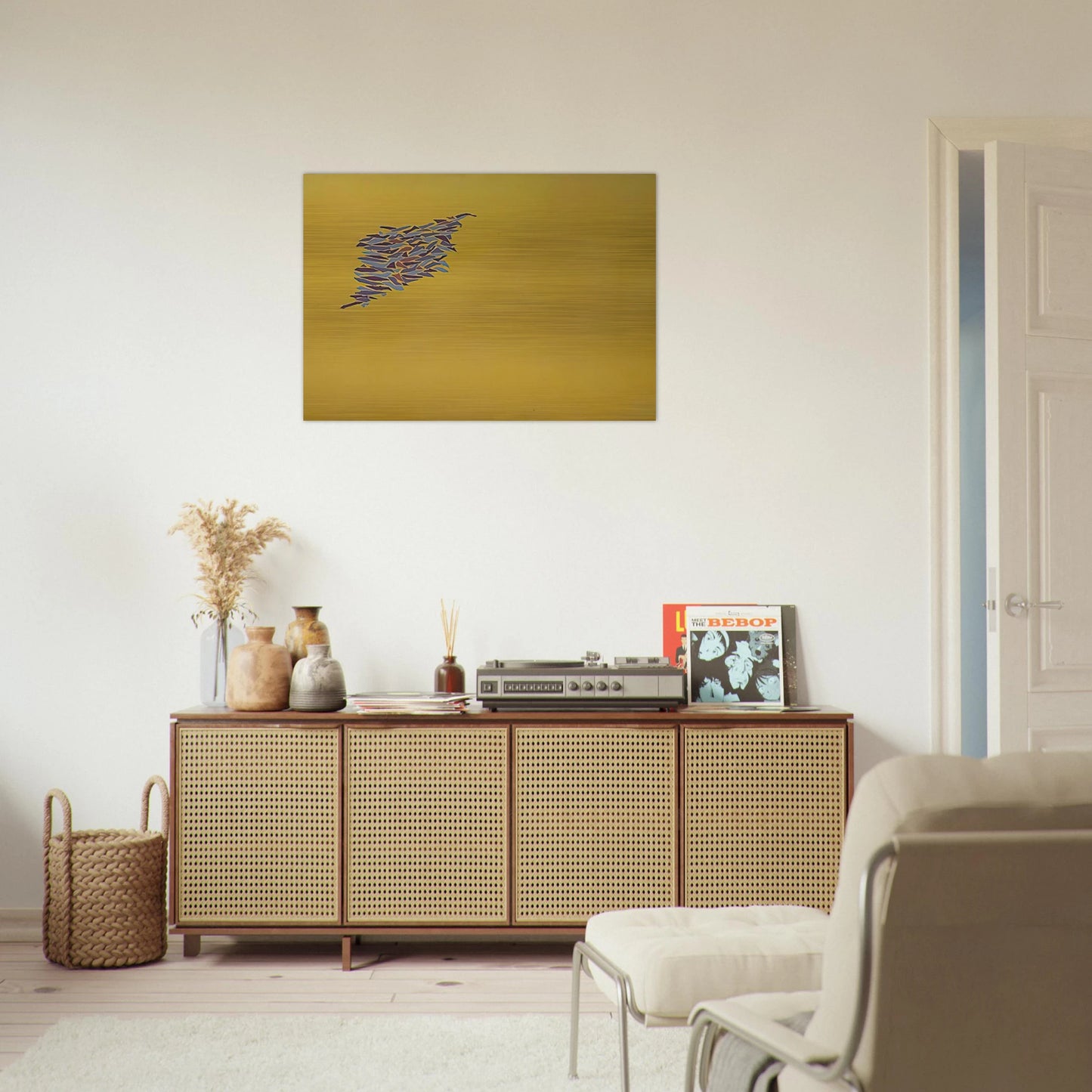 Colors on Yellow Gold - 1973 - Robert Goodnough Brushed Aluminum Print - 70x100 cm / 28x40 inches | Robert Goodnough Aluminum Print | Robert Goodnough Prints