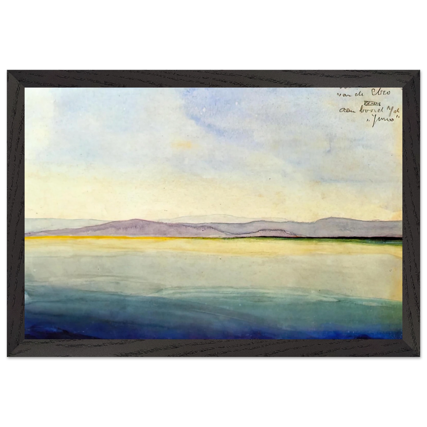 MC Escher - THE SEA AT THE MOUTH OF THE EBRO Wall Art - 21x29.7 cm / 8x12" - Premium Wooden Framed Poster With Fine Art Paper-canvas - Black frame