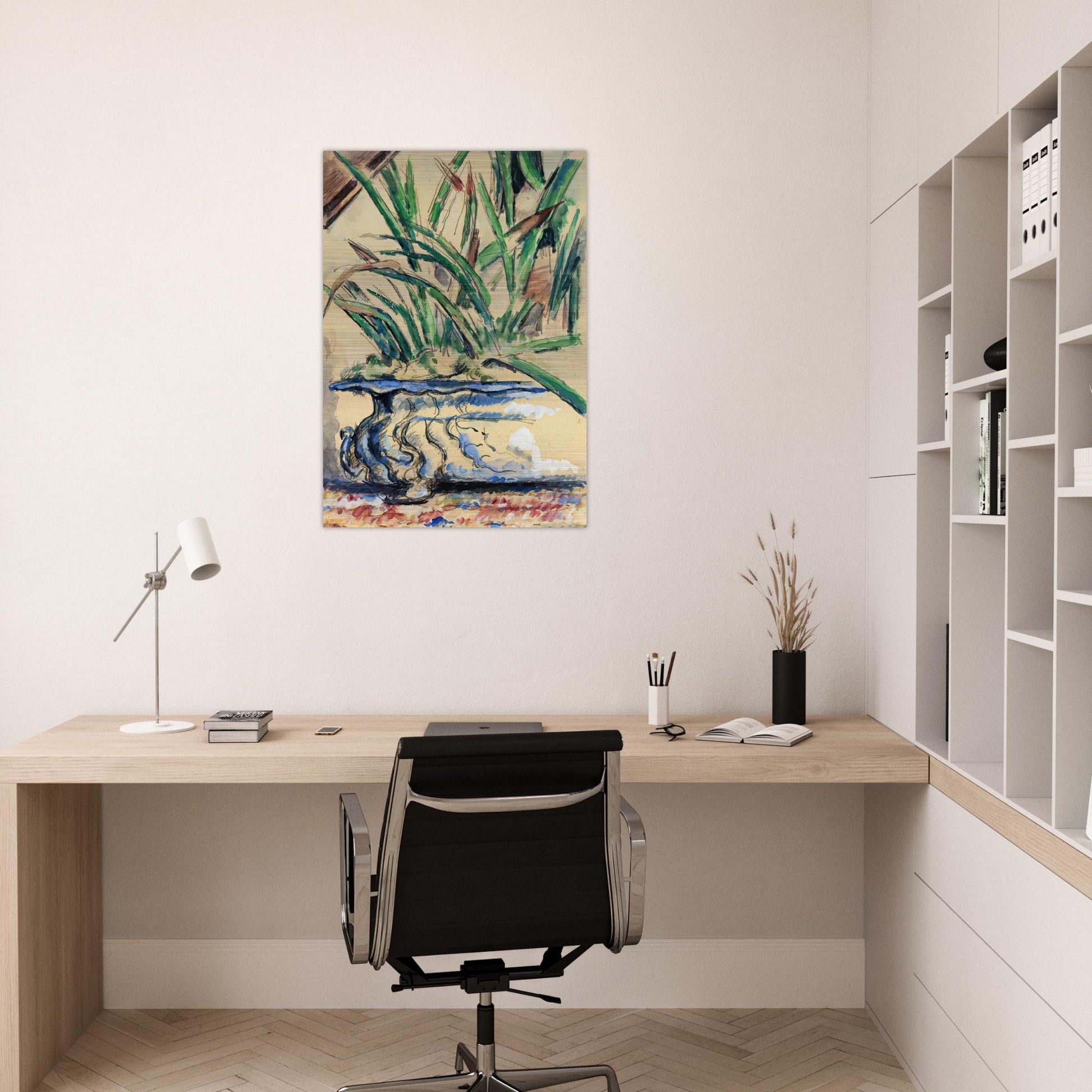 Blue Flowerpot - Paul Cézanne Brushed Aluminum Print - 70x100 cm / 28x40 inches | Paul Cézanne Aluminum Print | Paul Cézanne Prints