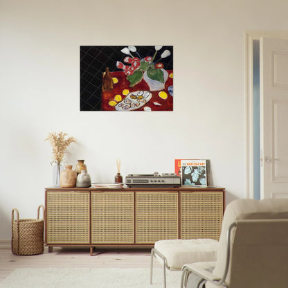 TULIPS AND OYSTERS ON A BLACK BACKGROUND 1943 - Henri Matisse Brushed Aluminum Print - 70x100 cm / 28x40 inches | Henri Matisse Aluminum Print | Henri Matisse Prints