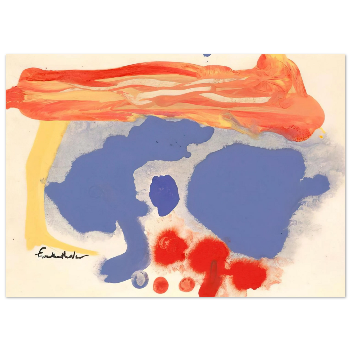 Helen Frankenthaler - Summerscene, Provincetown - 1961 Wall art - A3 (29.7 x 42  cm) - Premium Wooden Framed Poster With Fine Art Paper-canvas - Wood frame