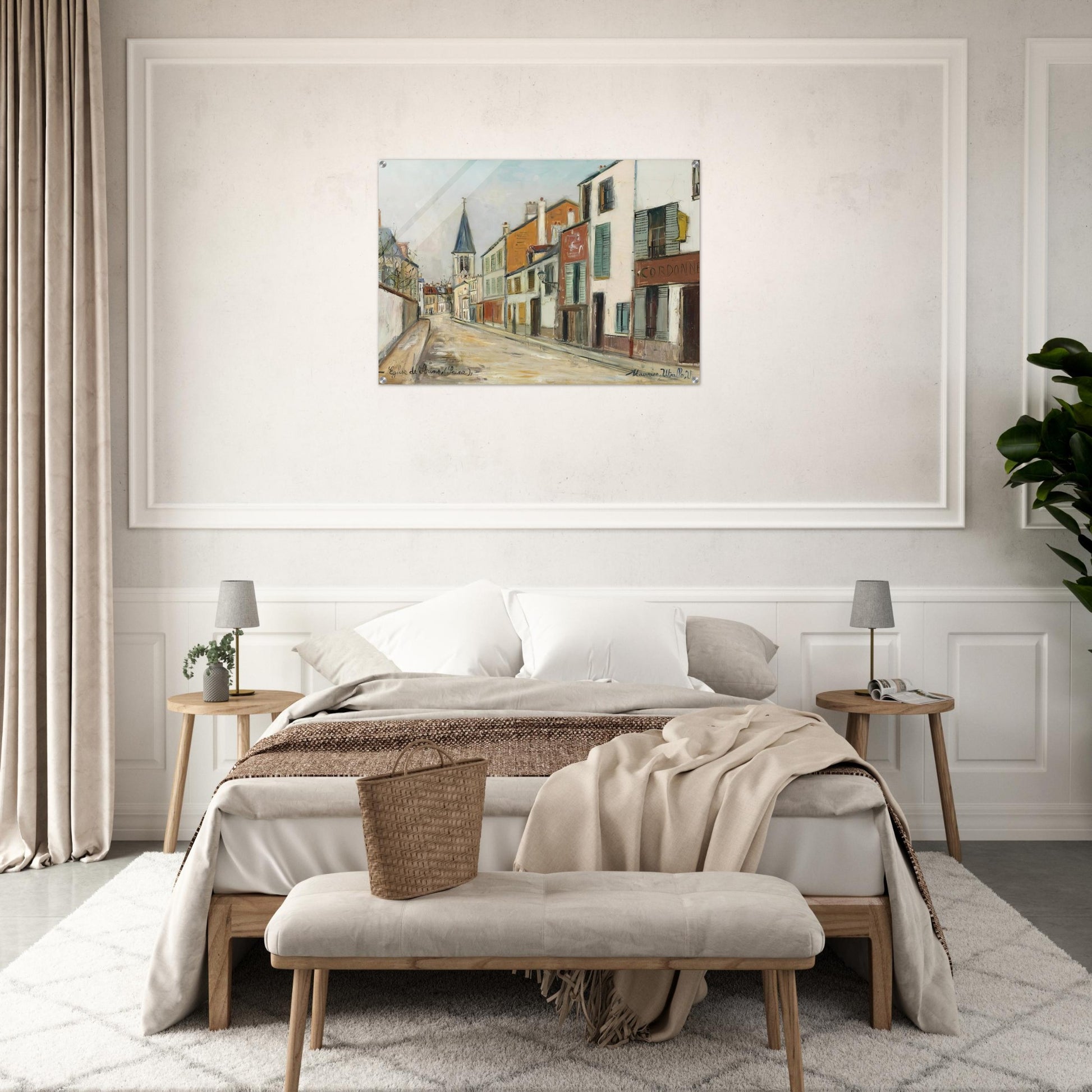 RUE JEAN DURAND ET LEGLISE STAINS SEINE SAINT DENIS 1940 - Maurice Utrillo Acrylic Print - 70x100 cm / 28x40″ inches
