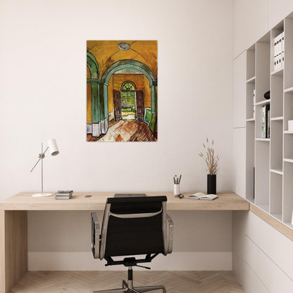 The Entrance Hall of Saint-Paul Hospital - Vincent van Gogh Brushed Aluminum Print - 70x100 cm / 28x40 inches | Vincent van Gogh Aluminum Print | Vincent van Gogh Prints