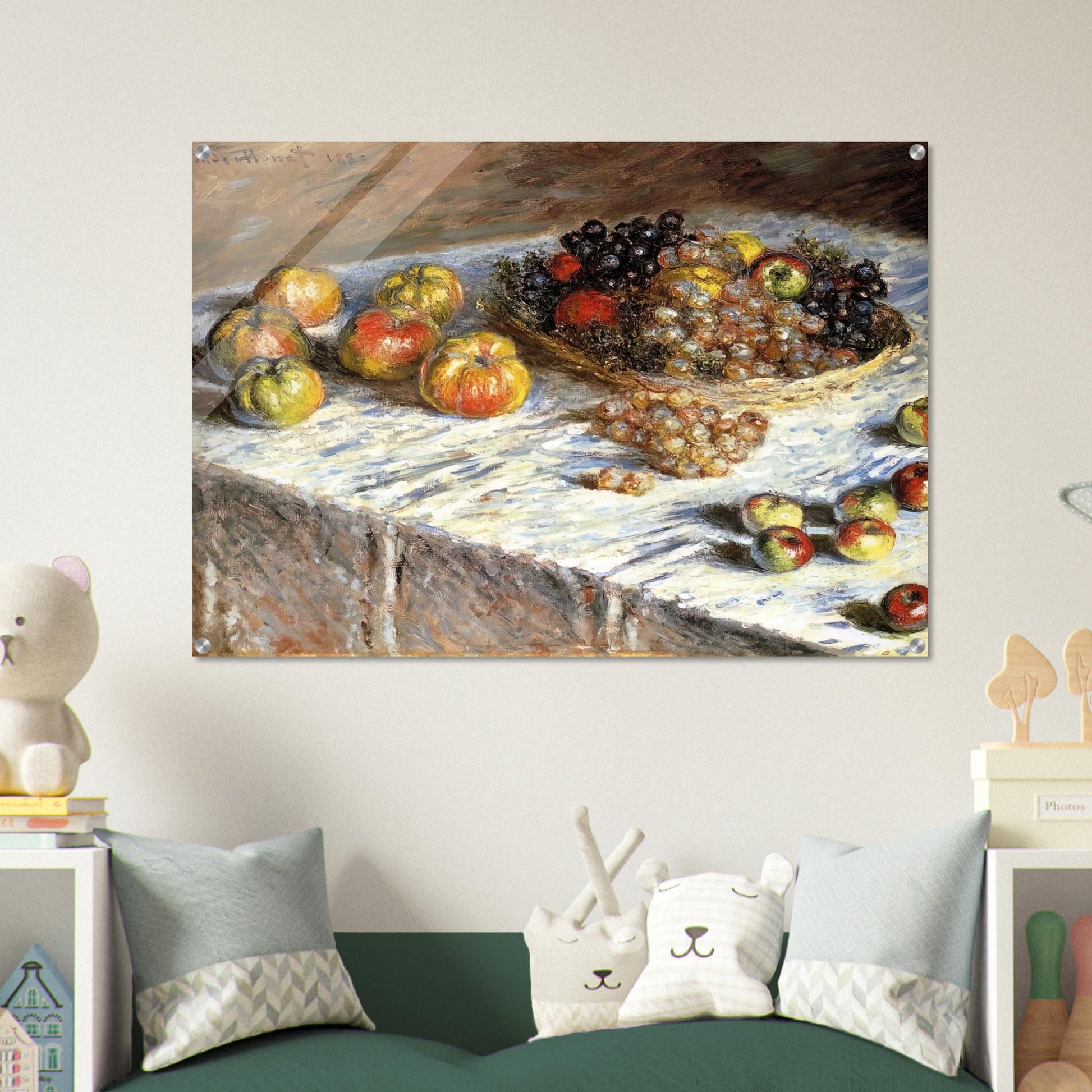 Still Life with Apples And Grapes - claude monet Acrylic Print - 70x100 cm / 28x40″ inches