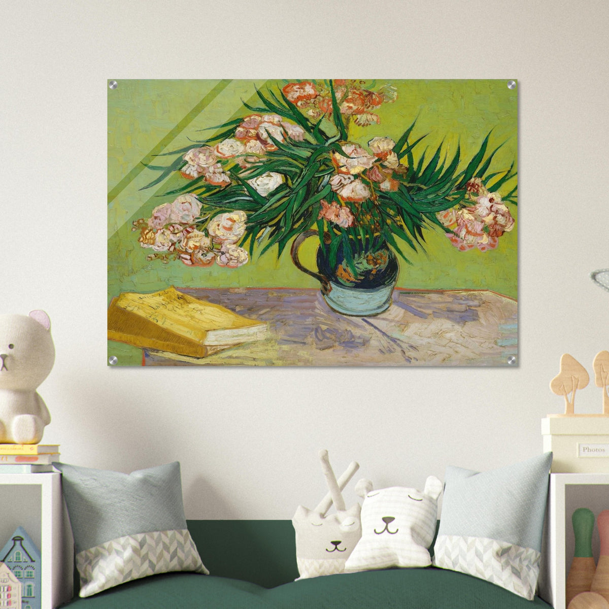 Oleanders and Books - Vincent van Gogh Acrylic Print - 70x100 cm / 28x40″ inches