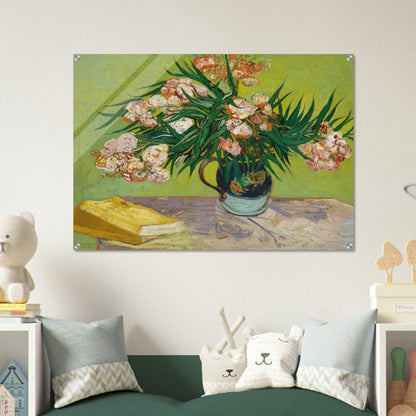 Oleanders and Books - Vincent van Gogh Acrylic Print - 70x100 cm / 28x40″ inches