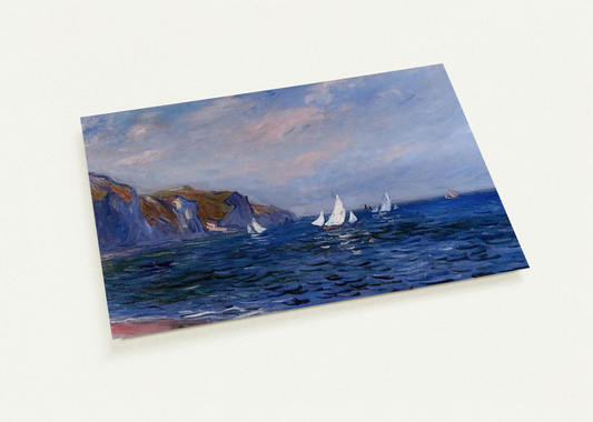Cliffs and Sailboats at Pourville By claude monet Pack of 10 Post Cards | claude monet Post Cards | A6 (10.5 x 14.8 cm) - 4.1 x 5.8 inches