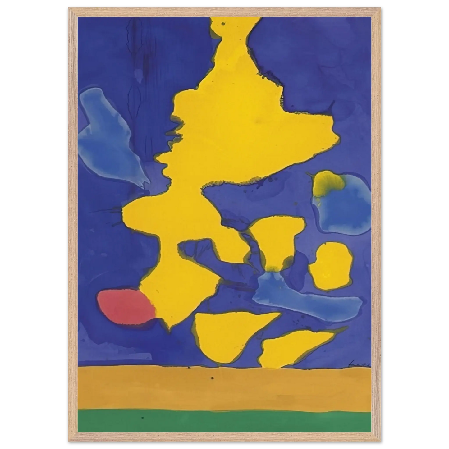 Helen Frankenthaler - Saturn Revisited - 1964 Wall art - 70x100 cm / 28x40 Inches - Premium Wooden Framed Poster With Fine Art Paper - Wood frame