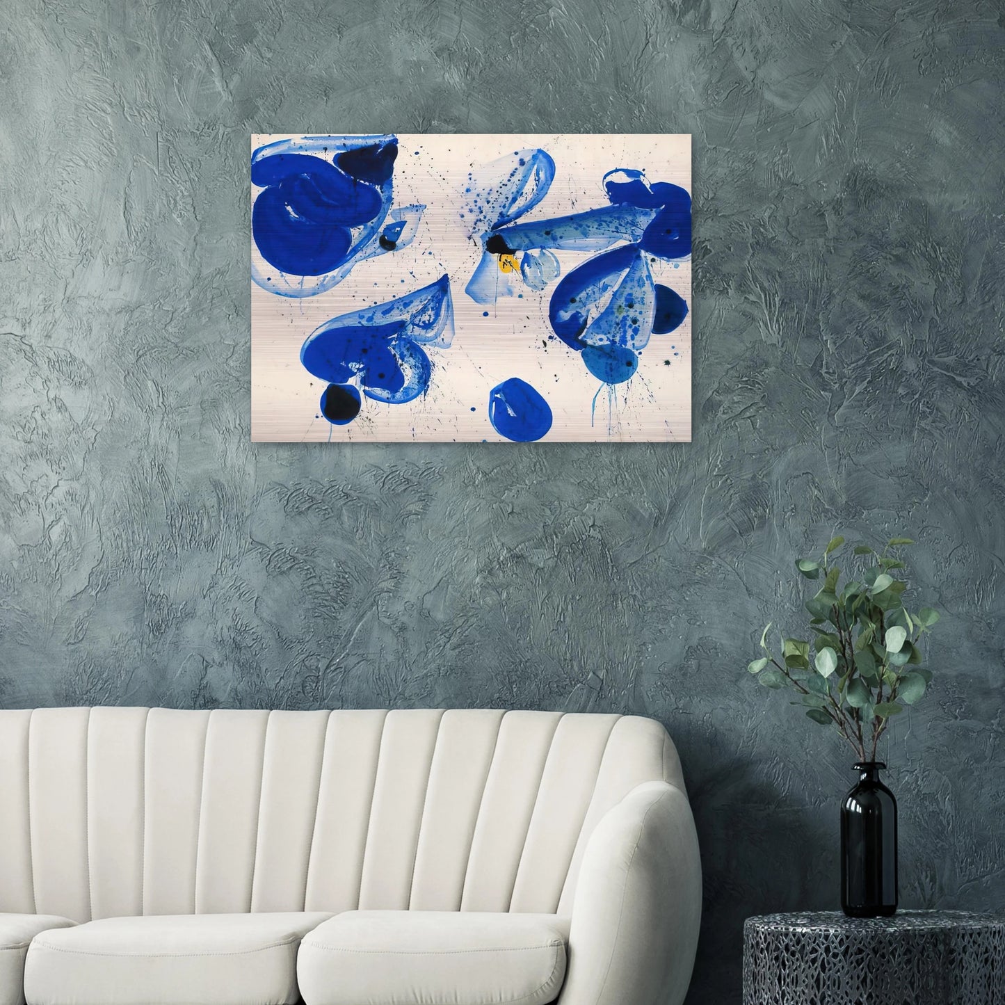 Untitled  Blue Balls from Cross #9  - Sam Francis Brushed Aluminum Print - 70x100 cm / 28x40 inches | Sam Francis Aluminum Print | Sam Francis Prints