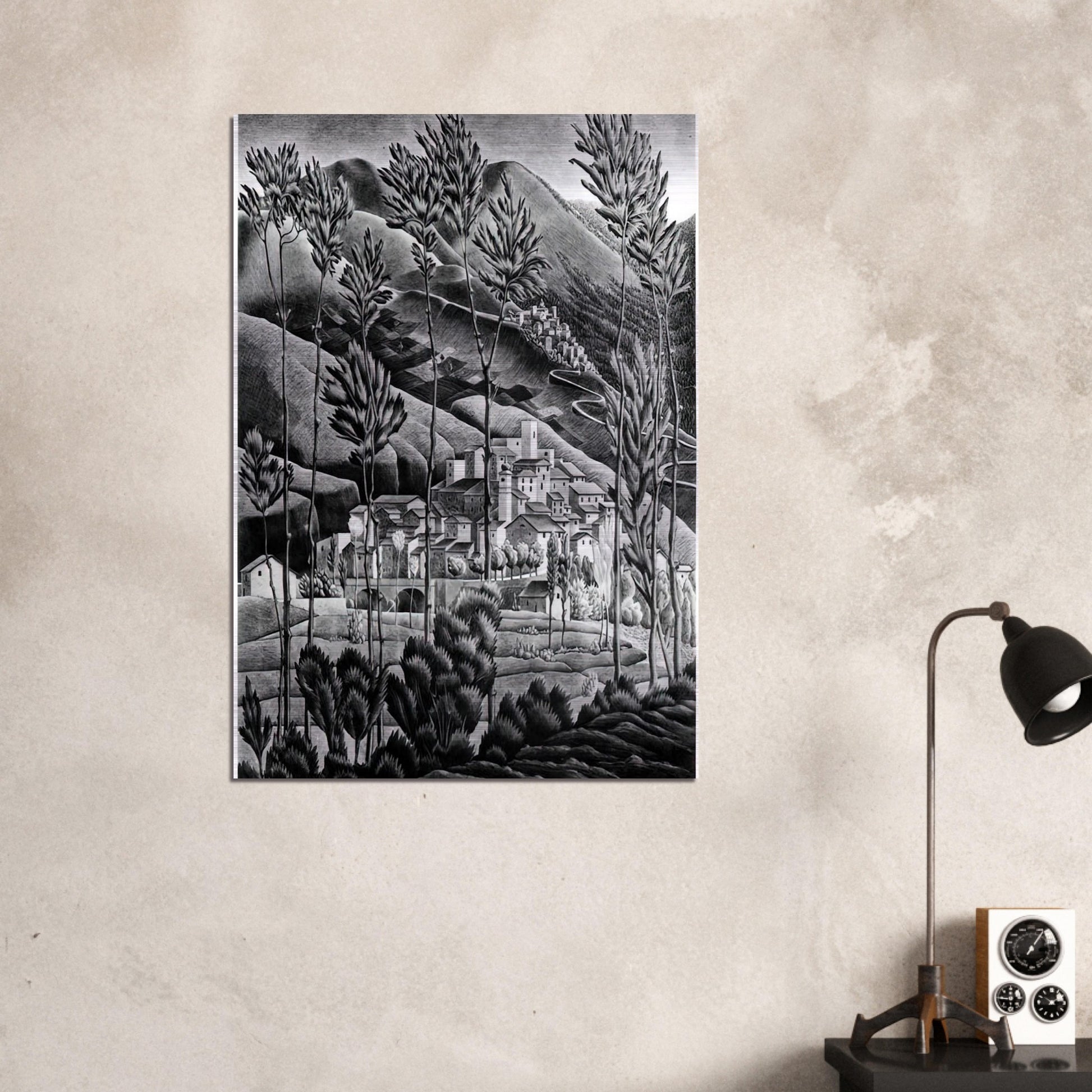ALFEDENA ABRUZZI - MC Escher Brushed Aluminum Print - 70x100 cm / 28x40 inches | MC Escher Aluminum Print | MC Escher Prints