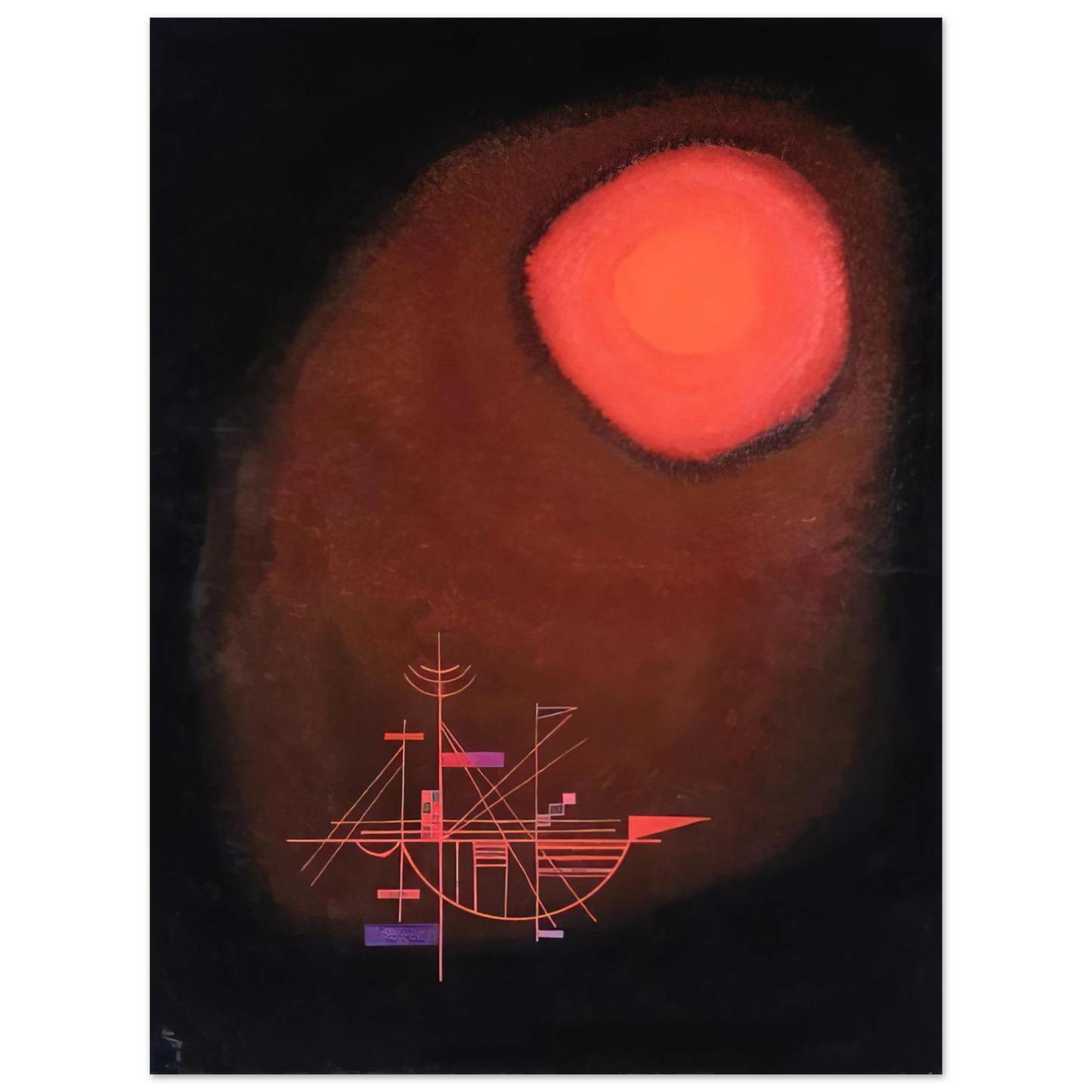 Wassily Kandinsky - RED SUN AND SHIP  75x100 cm / 30x40inches Fine Art Poster