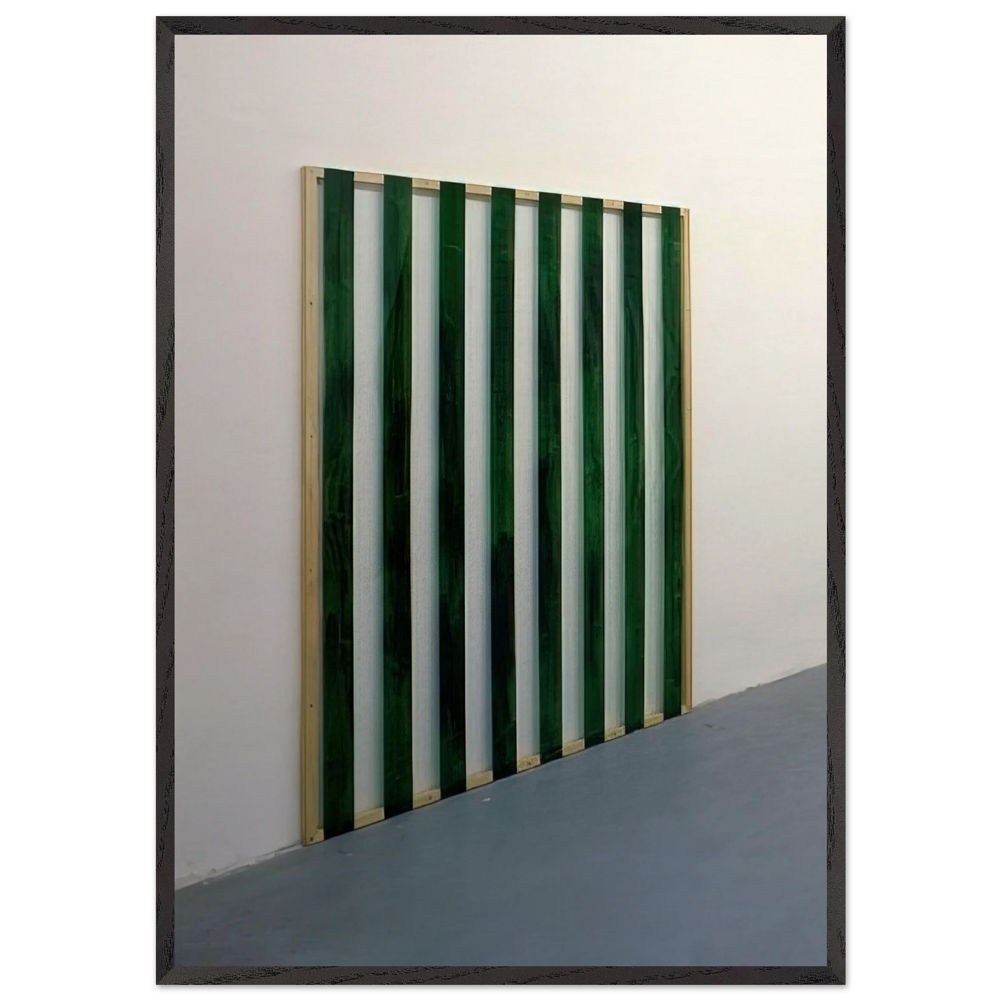 Reflets n33 - Peinture sur plexiglas 12 travail situe - 1987 - Daniel Buren 70x100 cm / 28x40 inches Framed Art Print – Black Wooden Frame