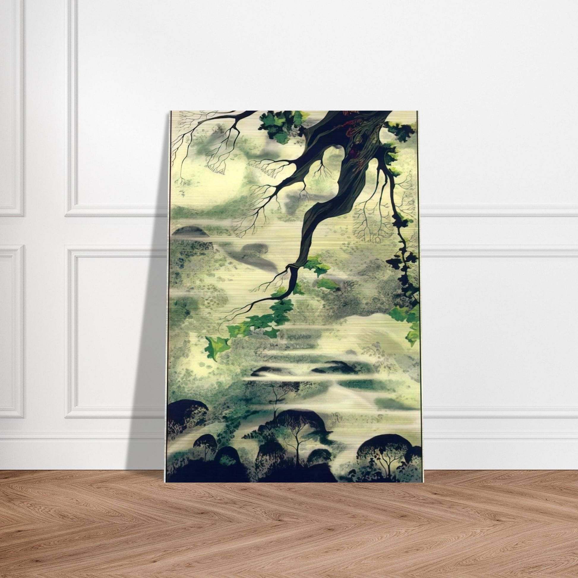 Fog Bound - Eyvind Earle Brushed Aluminum Print - 70x100 cm / 28x40 inches | Eyvind Earle Aluminum Print | Eyvind Earle Prints