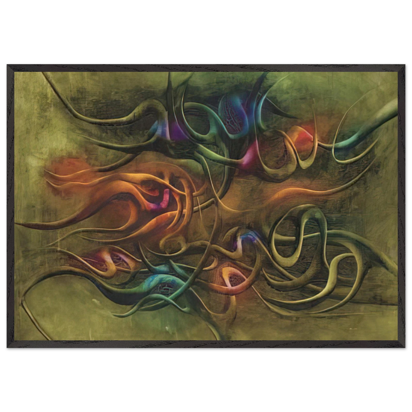 Peinture - Surrealism - Simon Hantai 70x100 cm / 28x40 inches Framed Art Print – Black Wooden Frame