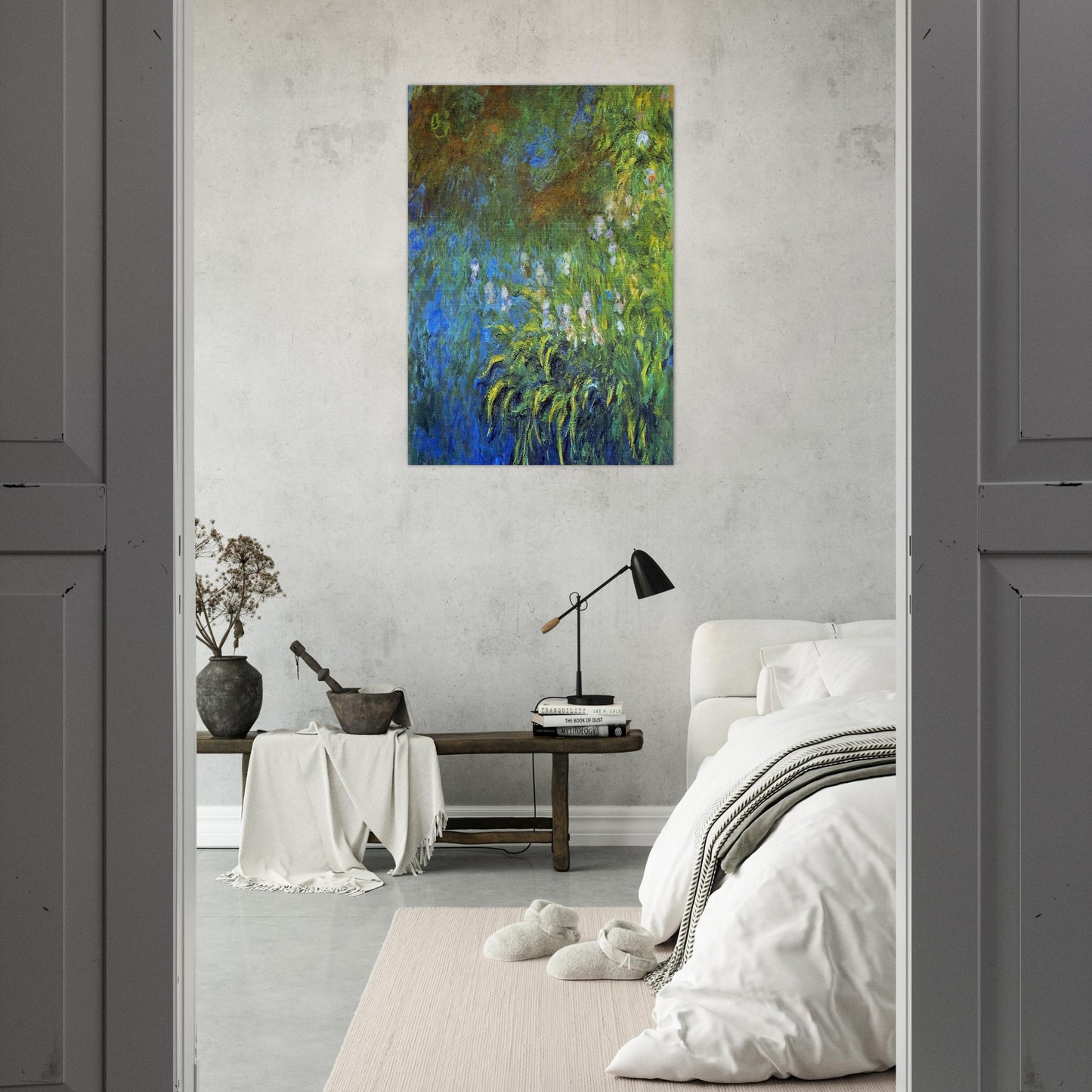 Iris at the Sea-Rose Pond - claude monet Brushed Aluminum Print - 70x100 cm / 28x40 inches | claude monet Aluminum Print | claude monet Prints