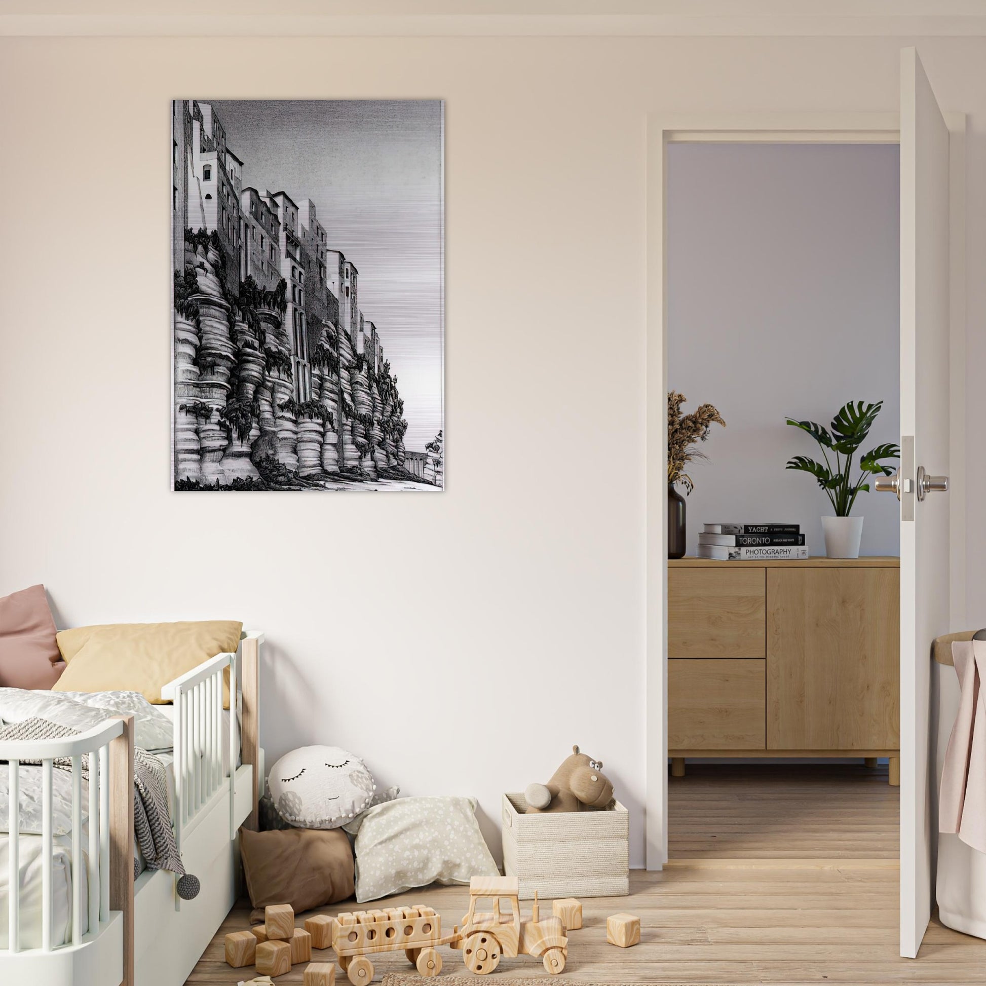 TROPEA CALABRIA - MC Escher Brushed Aluminum Print - 70x100 cm / 28x40 inches | MC Escher Aluminum Print | MC Escher Prints