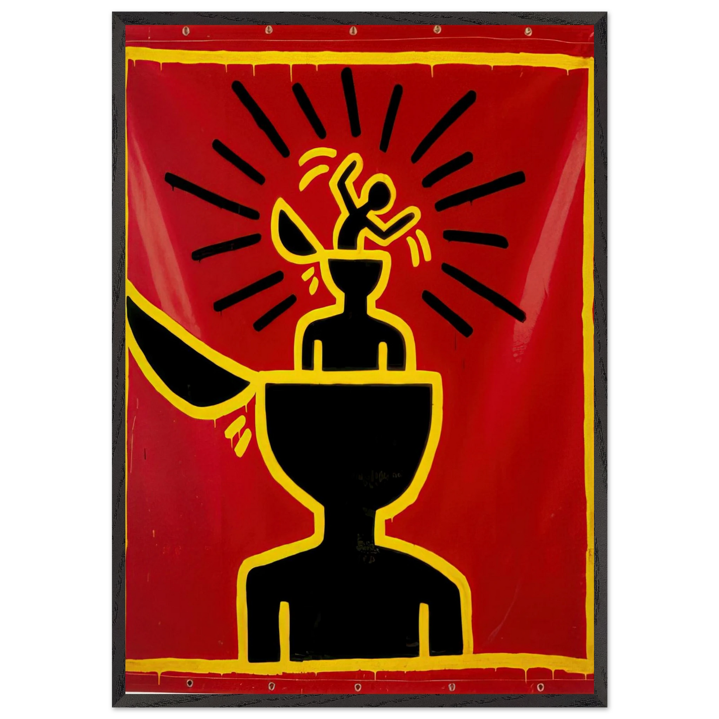 UNTITLED 1982 N6 - Keith Haring 70x100 cm / 28x40 inches Framed Art Print – Black Wooden Frame