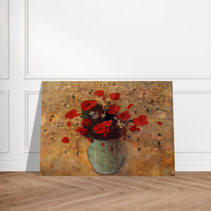 VASE OF POPPIES - Odilon Redon Brushed Aluminum Print - 70x100 cm / 28x40 inches | Odilon Redon Aluminum Print | Odilon Redon Prints