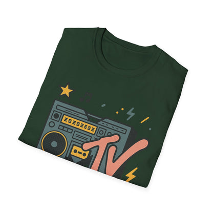 T-shirt graphique rétro MTV vintage imprimé léopard musical années 80 90 années nostalgiques unisexe shirt de groupe style rock imprimé animal