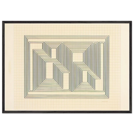 GRAPHIC TECTONIC 1941 - Josef Albers 70x100 cm / 28x40 inches Framed Art Print – Black Wooden Frame