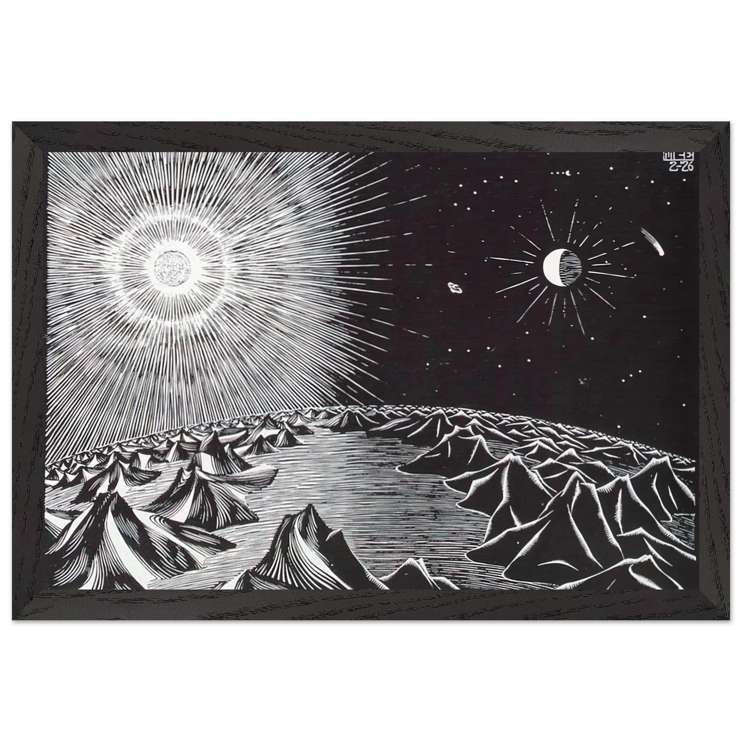 MC Escher - THE 4TH DAY OF THE CREATION Wall Art - 30x40 cm / 12x16 inches - Fine Art Poster-canvas - -