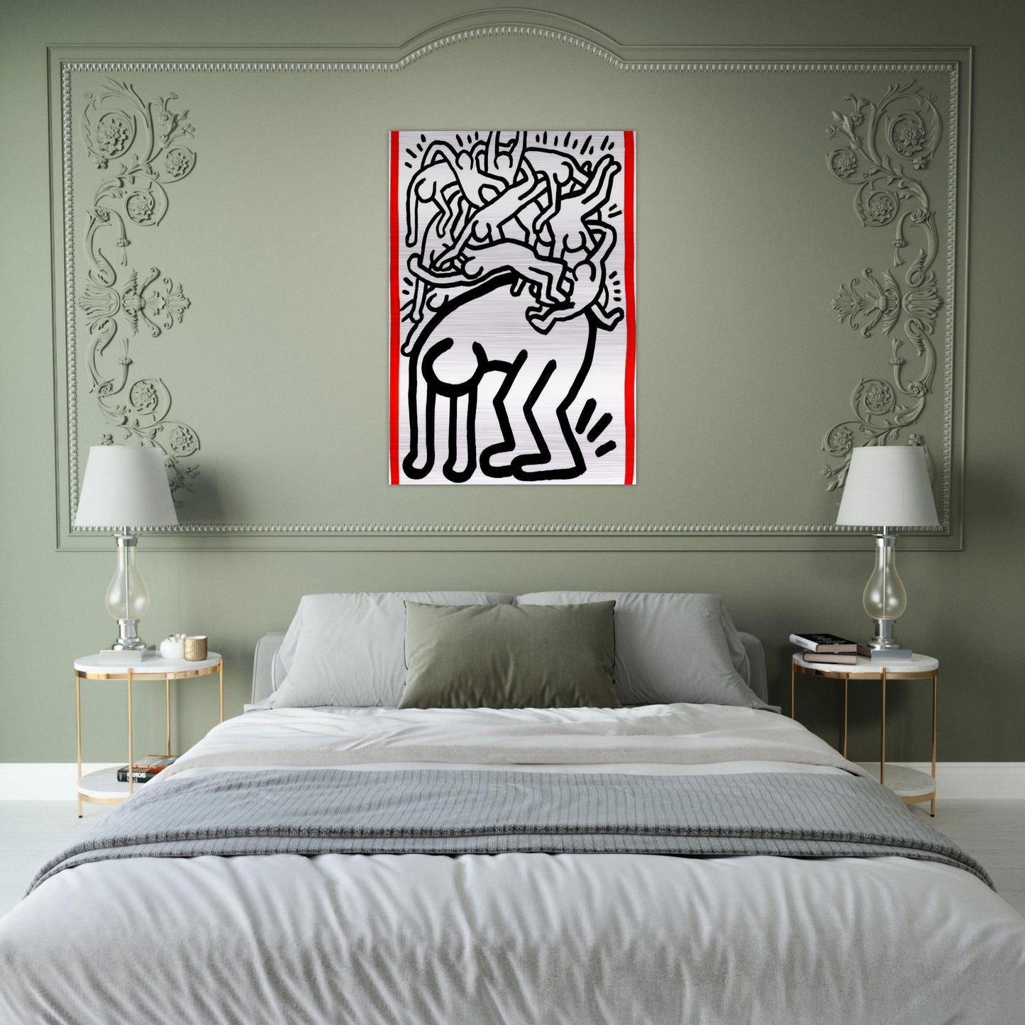 FIGHT AIDS WORLDWIDE 1990 - Keith Haring Brushed Aluminum Print - 70x100 cm / 28x40 inches | Keith Haring Aluminum Print | Keith Haring Prints