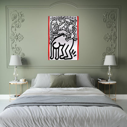 FIGHT AIDS WORLDWIDE 1990 - Keith Haring Brushed Aluminum Print - 70x100 cm / 28x40 inches | Keith Haring Aluminum Print | Keith Haring Prints