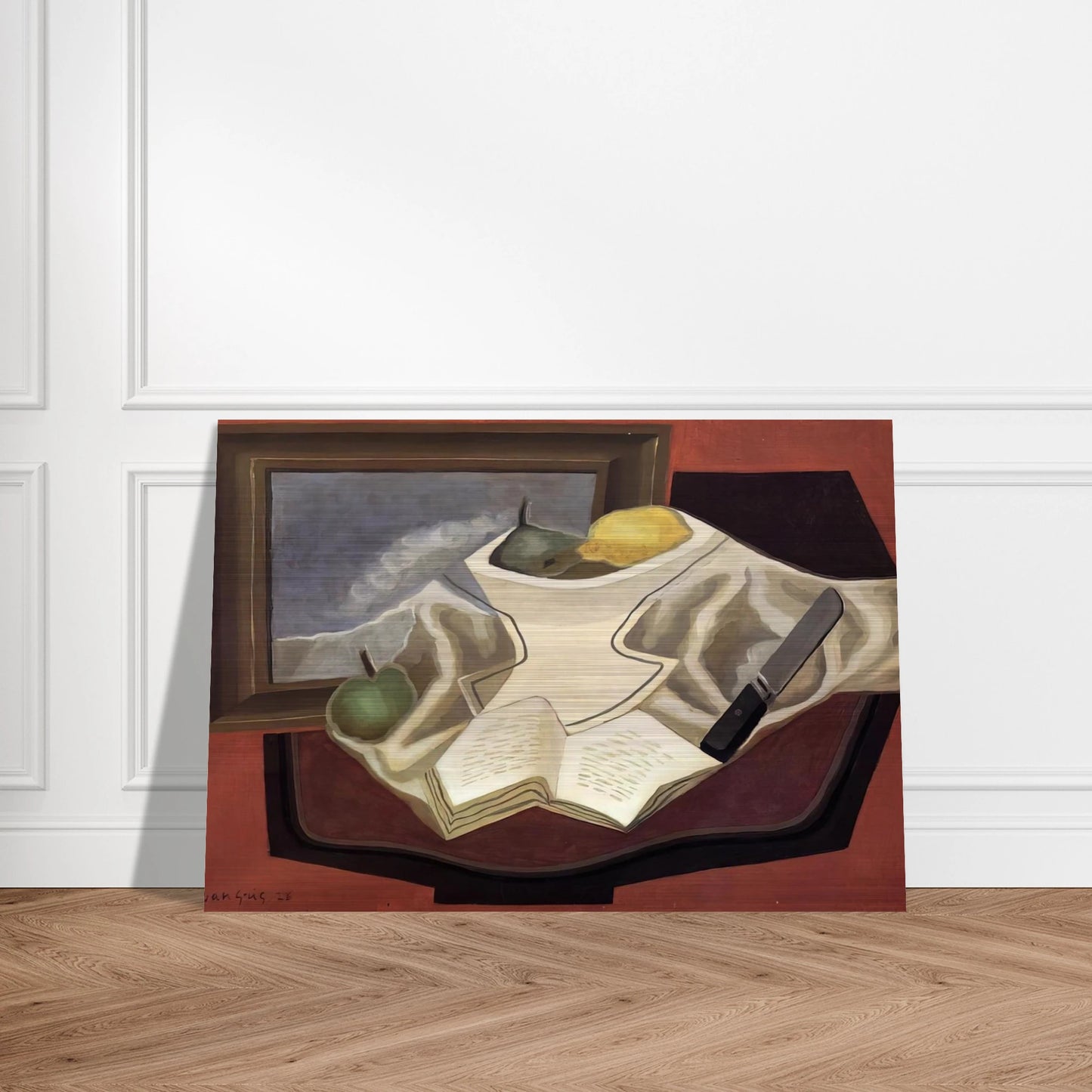 THE TABLE IN FRONT OF THE PICTURE 1926 - Juan Gris Brushed Aluminum Print - 70x100 cm / 28x40 inches | Juan Gris Aluminum Print | Juan Gris Prints