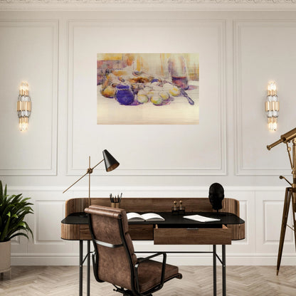 Blue Pot and Bottle of Wine - Paul Cézanne Brushed Aluminum Print - 70x100 cm / 28x40 inches | Paul Cézanne Aluminum Print | Paul Cézanne Prints