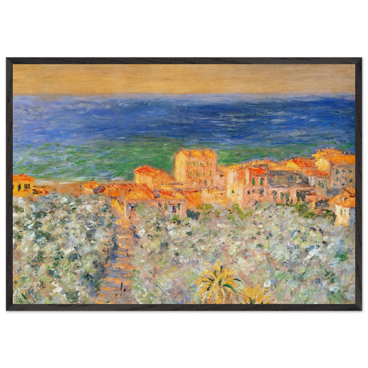 Burgo Marina at Bordighera - claude monet 70x100 cm / 28x40 inches Framed Art Print – Black Wooden Frame