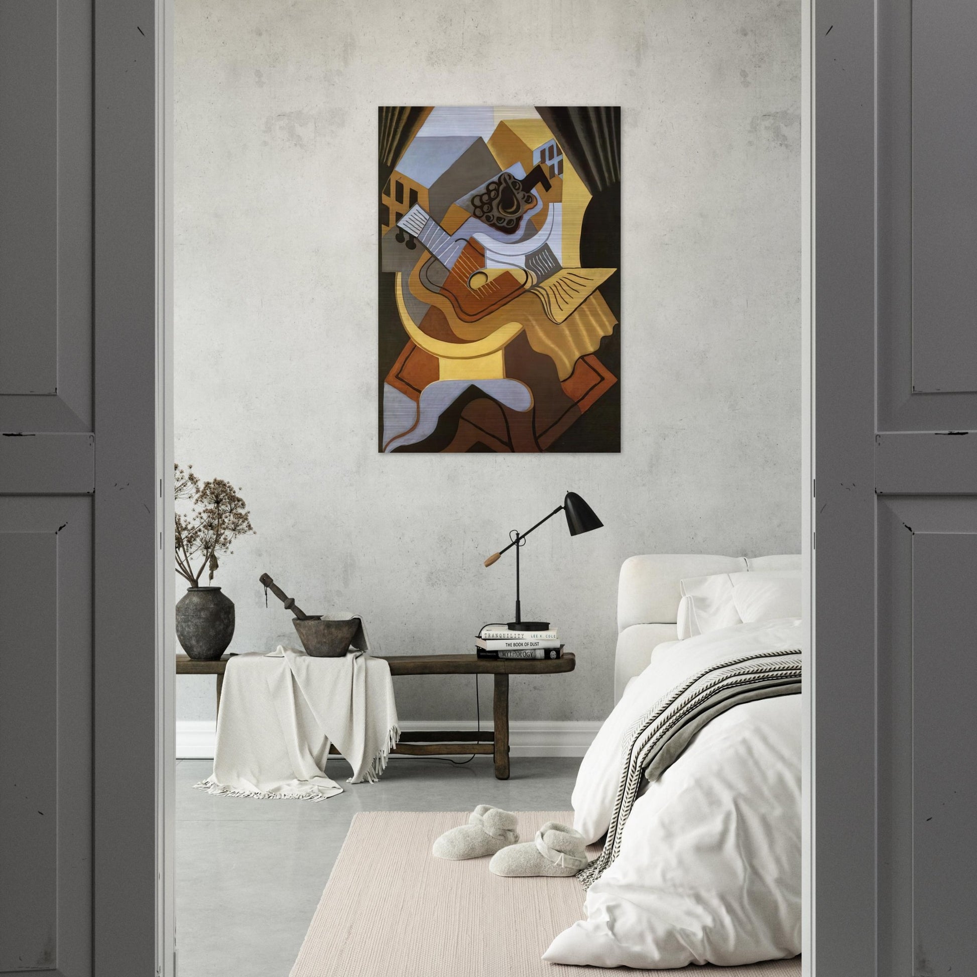 PEDISTAL TABLE IN FRONT OF THE WINDOW 1921 - Juan Gris Brushed Aluminum Print - 70x100 cm / 28x40 inches | Juan Gris Aluminum Print | Juan Gris Prints