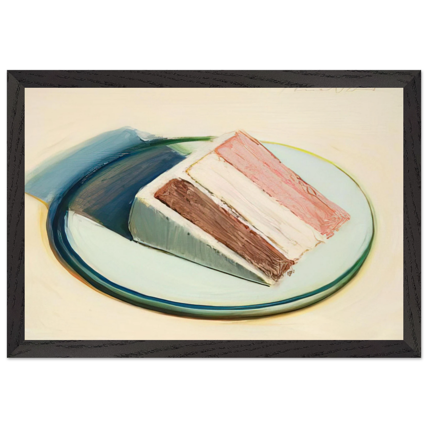 Wayne Thiebaud - Cake Slice - 1979 Wall Art - 21x29.7 cm / 8x12" - Premium Wooden Framed Poster With Fine Art Paper - Black frame