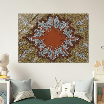 Fire Dreaming - 1994 - Clifford Possum Tjapaltjarri Acrylic Print - 70x100 cm / 28x40″ inches